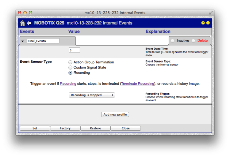 Evento de Final de Grabación