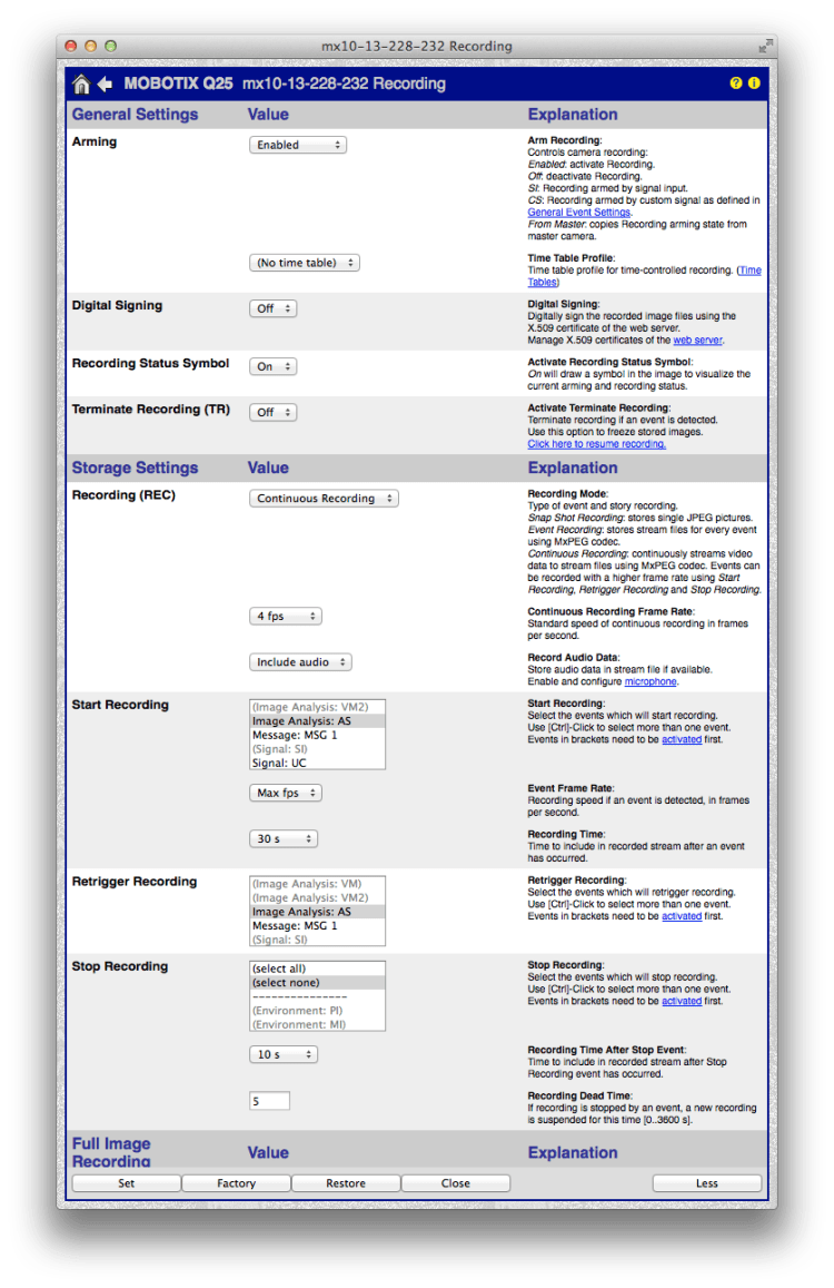 Así me ha quedado la configuración de Recording
