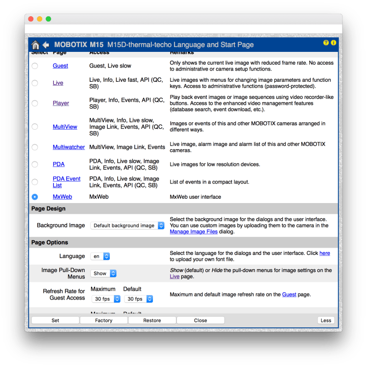 Activación de MxWeb como interfaz por defecto